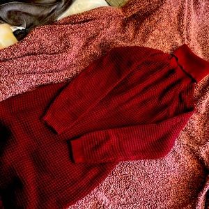 Burgundy turtle neck sweater dress